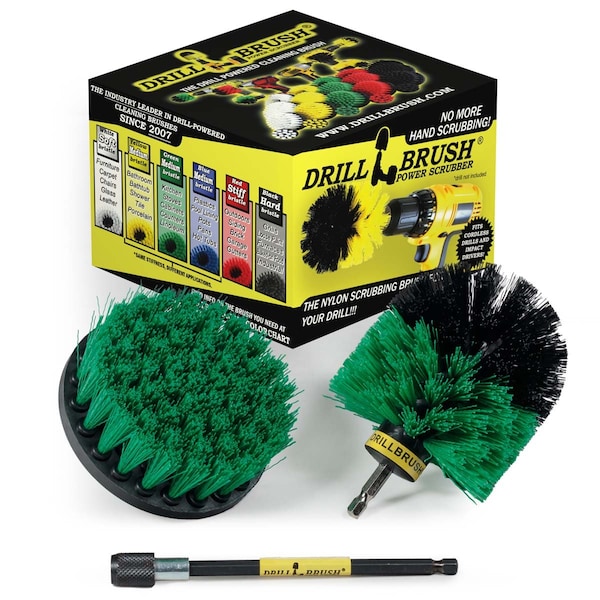 Drill Brush Power Scrubber By Useful Products 5 in W 5 in L Brush, Green G-S-4O-5X-QC-DB - main